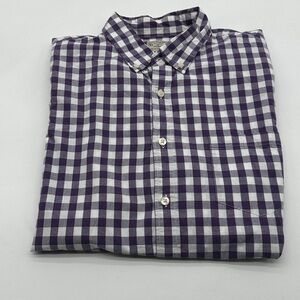 J Crew Tailored Mens L‎ Purple White Gingham Plaid Check Buttoned Shirt 992